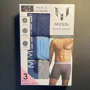 ⭐️NWT MESSI Tag-Free Stretch Comfort Waistband Boxer Briefs 3-Pack Poly/Spandex
